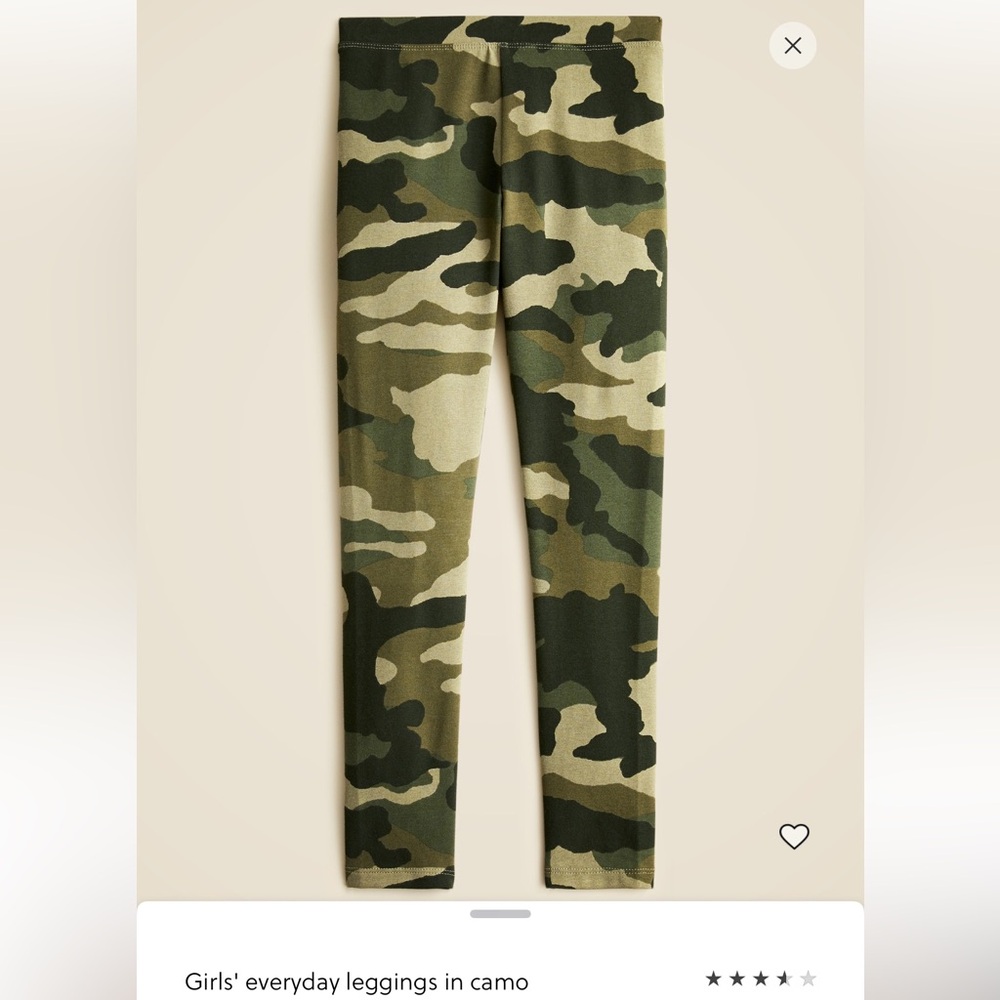 J.Crew Crew Cuts NWOT, girls everyday leggings in camo, size 4